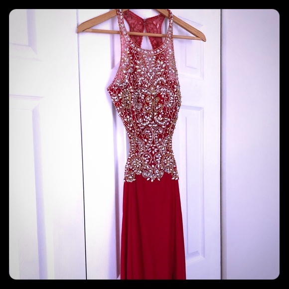 JULIET Red, Beaded Gown Size S - Picture 2 of 8